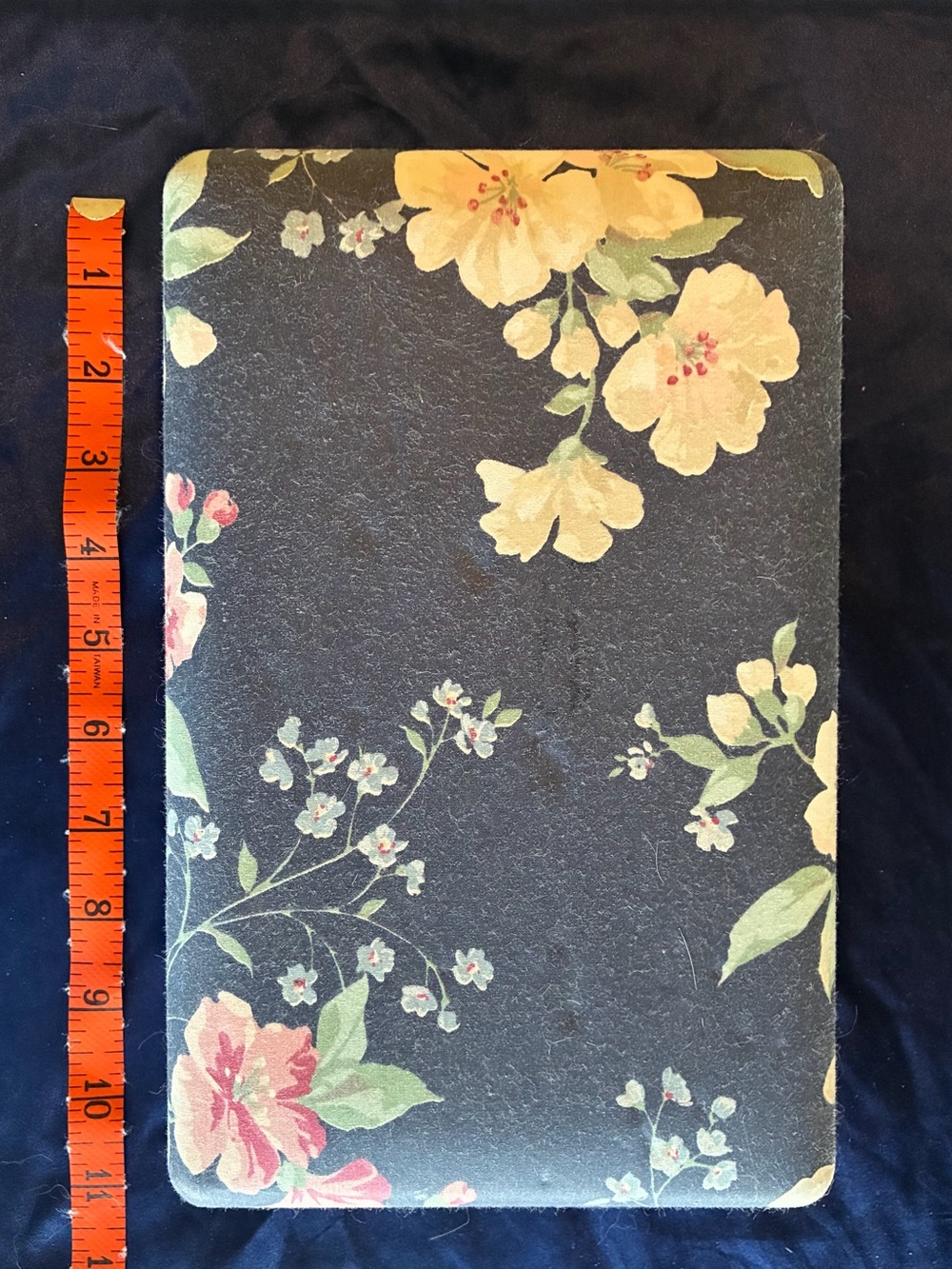 Source Unknown Navy Blue Floral Serving Tray with Yellow & Pink Blooms